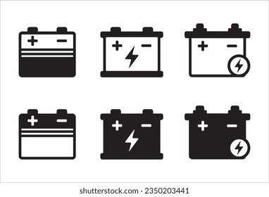 Akku-Akku-Symbol-Set. Batterieladung. Symbole oder Symbol für Lithium-Batterieladungen. Vektorgrafik.