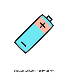 Battery, accumulator recycling flat color line icon.