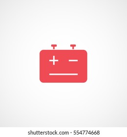 Battery Accumulator Red Flat Icon On White Background