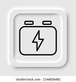 Battery, accumulator simple icon. Flat design. Neumorphism design.ai