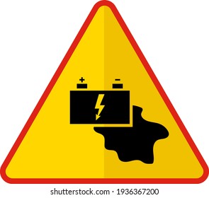 Battery Acid Concept Vector Icon Design, Yellow triangle warning signs, regulatory and guide symbol on white background, Modern traffic signal stock illustration