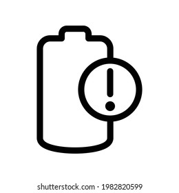 Icono de alerta de la batería, gráficos del vector de línea