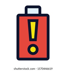 Battery Alert. Simple Vector Color Icon.