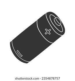 Battery Alkaline Icon Silhouette Illustration. Energy Vector Graphic Pictogram Symbol Clip Art. Doodle Sketch Black Sign.