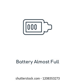 Battery Almost Full concept line icon. Linear Battery Almost Full concept outline symbol design. This simple element illustration can be used for web and mobile UI/UX.