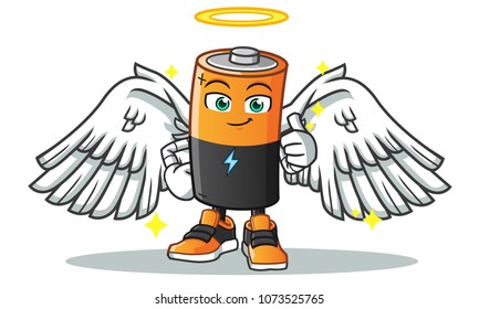 battery angel mascot vector cartoon illustration