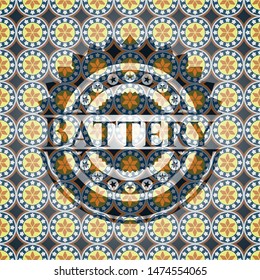 Battery arabic emblem. Arabesque decoration.