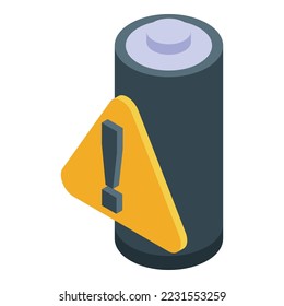 Icono de atención de la batería vector isométrico. Carga eléctrica. Celda vacía