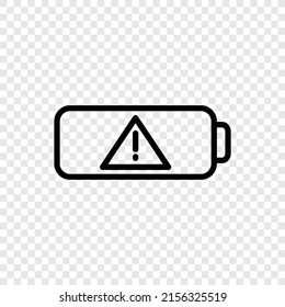 Battery attention simple iocn vector. Flat design. Transparent grid.