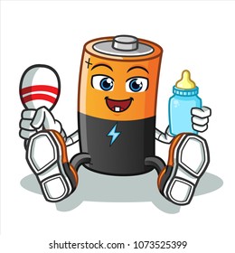 battery baby mascot vector cartoon illustration