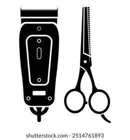 Battery barber haircut, barber accessory, Hair Clipper silhouette vector isolated on white background
