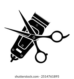 Batería de peluquero de corte de pelo, accesorio de peluquero, Vector de silueta de cortadora de pelo aislado sobre fondo blanco