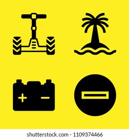  battery, beach and minus vector icon set. Sample icons set for web and graphic design