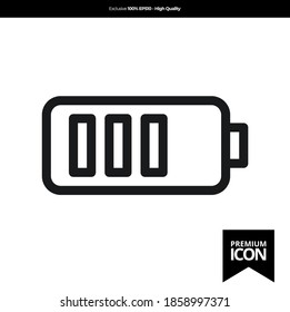 Battery black color of flat simple icon. illustration vector of mobile application. Modern style of design. Line single minimalistic sign