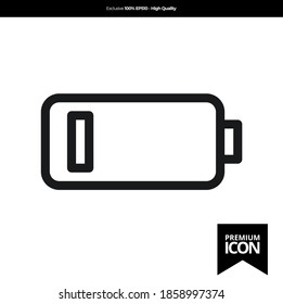 Color negro de la batería del icono simple plano. vector de ilustración de aplicación móvil. El diseño moderno. Signo minimalista de línea única