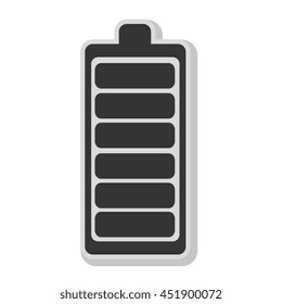 Battery in black and white colors isolated flat icon, vector illustration.