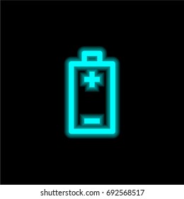 Battery blue glowing neon ui ux icon. Glowing sign logo vector