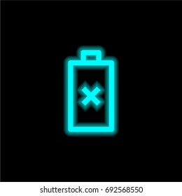 Battery blue glowing neon ui ux icon. Glowing sign logo vector