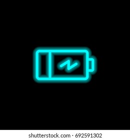 Battery blue glowing neon ui ux icon. Glowing sign logo vector