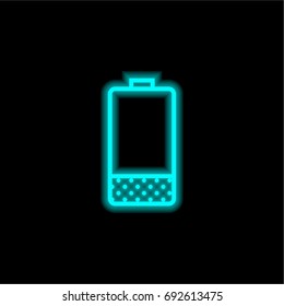 Battery blue glowing neon ui ux icon. Glowing sign logo vector