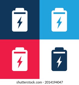 Battery blue and red four color minimal icon set