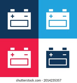 Minimaler Icon-Satz für Akku in Blau und Rot