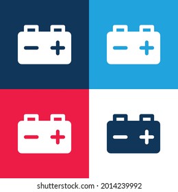 Battery blue and red four color minimal icon set