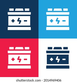 Battery blue and red four color minimal icon set