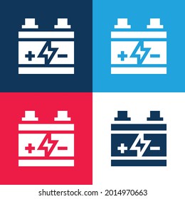 Battery blue and red four color minimal icon set