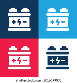 Battery blue and red four color minimal icon set