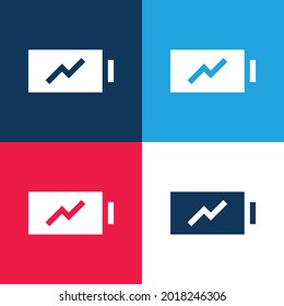 Battery blue and red four color minimal icon set