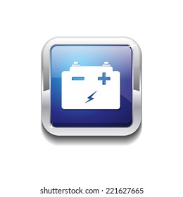 Battery Blue Vector Icon Button