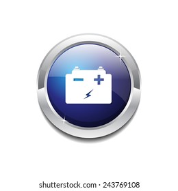 Battery Blue Vector Icon Button