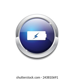 Battery Blue Vector Icon Button