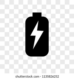 Battery with bolt vector icon on transparent background, Battery with bolt icon