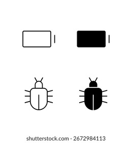 Battery and Bug Report Icon Collection in Line and Solid Style