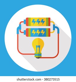 battery bulb flat icon