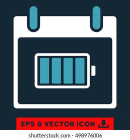 Battery Calendar Day icon. Vector EPS illustration style is flat iconic bicolor symbol, blue and white colors.