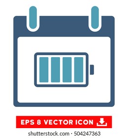 Battery Calendar Day icon. Vector EPS illustration style is flat iconic bicolor symbol, cyan and blue colors.