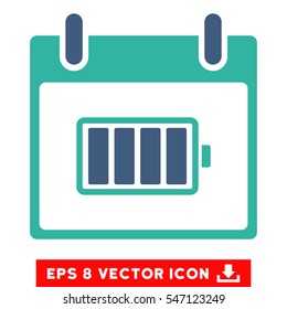 Battery Calendar Day icon. Vector EPS illustration style is flat iconic bicolor symbol, cobalt and cyan colors.