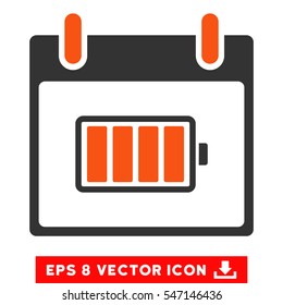 Battery Calendar Day icon. Vector EPS illustration style is flat iconic bicolor symbol, orange and gray colors.