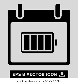 Battery Calendar Day icon. Vector EPS illustration style is flat iconic symbol, black color.