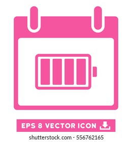 Battery Calendar Day icon. Vector EPS illustration style is flat iconic symbol, pink color.