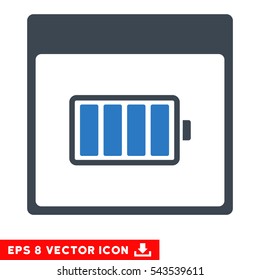 Battery Calendar Page icon. Vector EPS illustration style is flat iconic bicolor symbol, smooth blue colors.