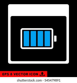 Battery Calendar Page icon. Vector EPS illustration style is flat iconic bicolor symbol, blue and white colors.