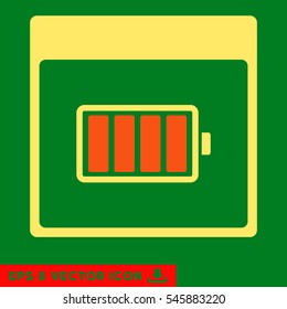 Battery Calendar Page icon. Vector EPS illustration style is flat iconic bicolor symbol, orange and yellow colors.