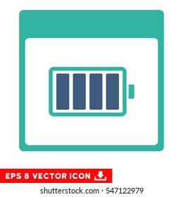 Battery Calendar Page icon. Vector EPS illustration style is flat iconic bicolor symbol, cobalt and cyan colors.