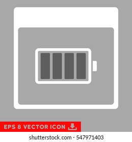 Battery Calendar Page icon. Vector EPS illustration style is flat iconic bicolor symbol, dark gray and white colors.