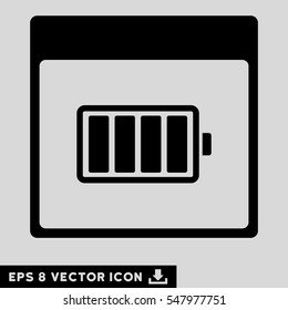 Battery Calendar Page icon. Vector EPS illustration style is flat iconic symbol, black color.