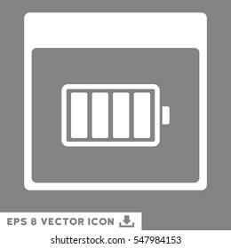 Battery Calendar Page icon. Vector EPS illustration style is flat iconic symbol, white color.